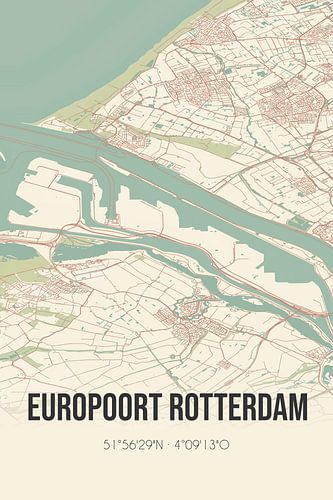 Alte Karte von Europoort Rotterdam (Südholland)