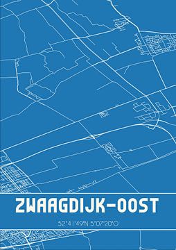 Blauwdruk | Landkaart | Zwaagdijk-Oost (Noord-Holland) van Rezona