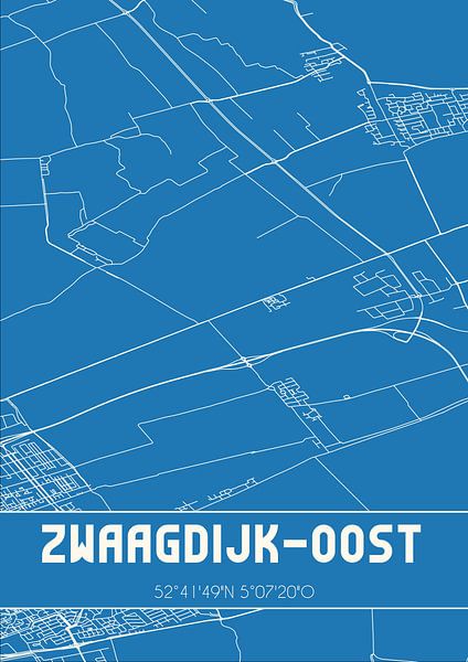 Blueprint | Map | Zwaagdijk-Oost (North Holland) by Prints of Place