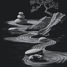 Jardin zen avec pierres et bonsaïs sur Pixelbull Design