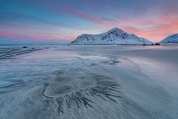 Sunrise Skagsanden Lofoten by Nancy Carels