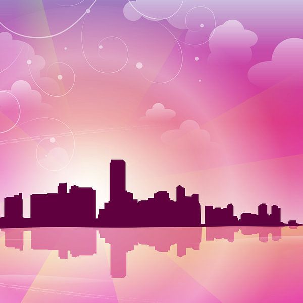 Miami Skyline van Mixed media vector arts