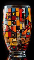 Colourful glass vase portrait standing panorama