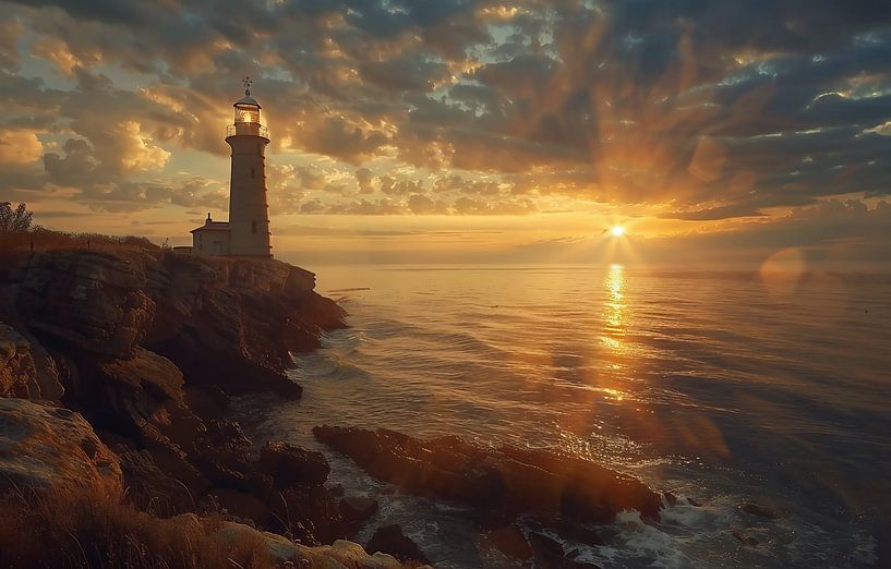 Leuchtturm über dem Ozean von fernlichtsicht