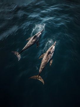 Aerial view of wild dolphins by Visuals by Justin