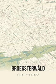 Vintage landkaart van Broeksterwald (Fryslan) van Rezona