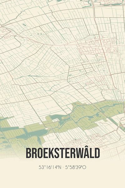 Carte ancienne de Broeksterwald (Fryslan) par Affiches de lieux