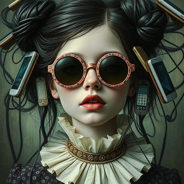 Le portrait d'une fille êtes-vous connecté . par J.a Dijkstra