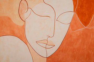 Face sketch in soft earth tones by Poster Art Shop