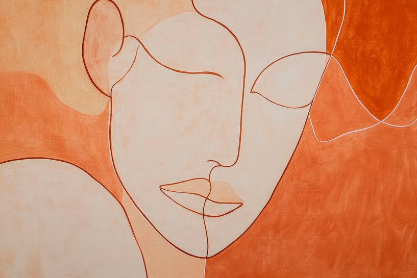 Face sketch in soft earth tones by Poster Art Shop