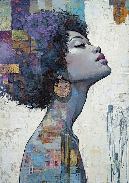 Portrait de femme | Patchwork Dreams par Peintures accrocheuses