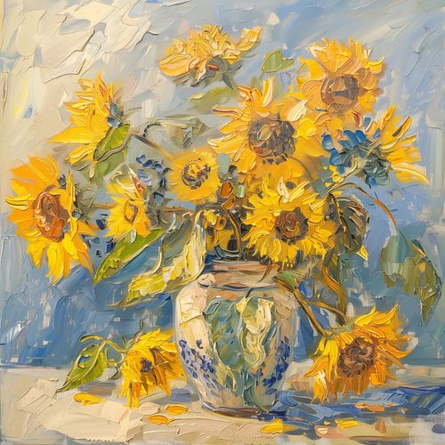 Abstracte zonnebloem in vaas