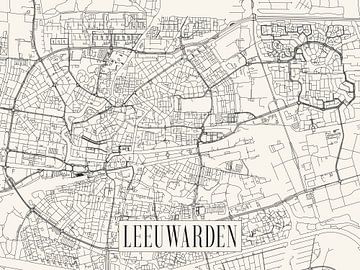 City map Leeuwarden - City - Light version - Friesland Map by Locus Studio