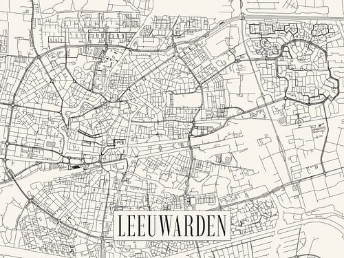 Stadtplan Leeuwarden - Stadt - Light Version - Friesland Karte