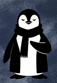 Wandbild mit Pinguin – Stilvoller, cooler Pinguin mit Schal