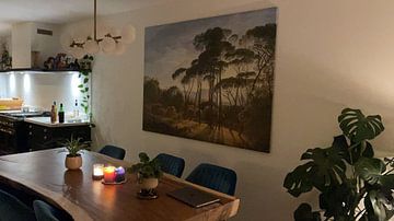 Klantfoto: Italiaans landschap met parasoldennen, Hendrik Voogd, digitaal gerestaureerd van Lars van de Goor
