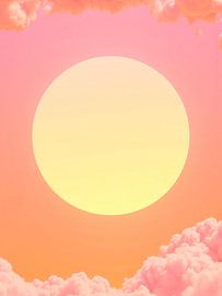 Retro jaren 70 neon kunst. Abstracte zonsopgang warm kleurverloop van Mad Dog Art