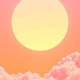 Retro 70s neon art. Abstract sunrise warm colour gradient by Mad Dog Art