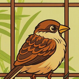 Petit moineau dans la verdure sur Jose Lok