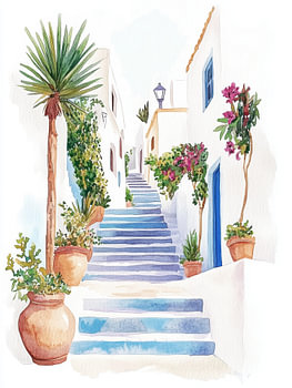 Sonnendurchflutete mediterrane Stufen