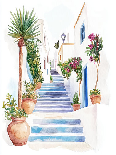 Sunlit Mediterranean Steps