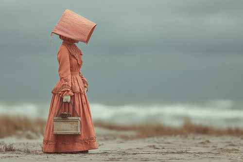 surrealistisch portret vrouw aan het strand