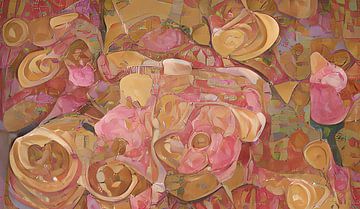 Pink Roses Gustav Klimt style van Niek Traas