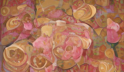 Pink Roses Gustav Klimt style