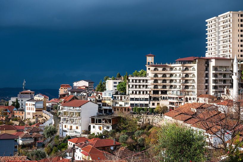 High angle panorama over the traditional village of Kruja, Alban by Werner Lerooy