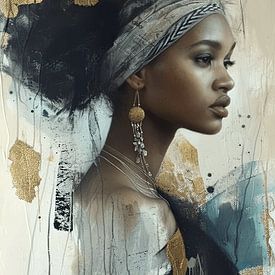 Modernes und abstraktes Porträt einer jungen afrikanischen Frau