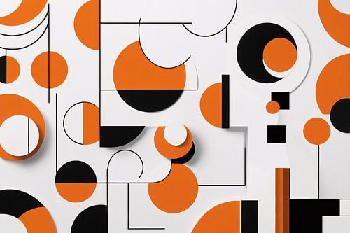 Geometrisch kunstwerk met contrasterende kleuren