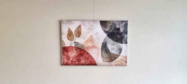 Klantfoto: Bladeren Tuin | Abstract Schilderij voor Tuin met Bladeren van Bloemen Studio, als ArtFrame