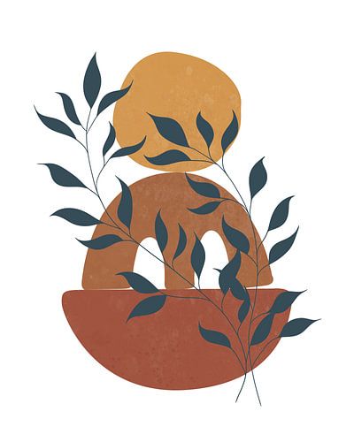 Minimalistisch herfstlandschap met een plant