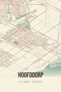 Vintage landkaart van Hoofddorp (Noord-Holland) van MijnStadsPoster