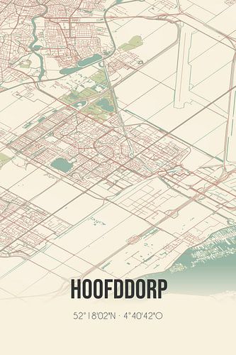 Vintage landkaart van Hoofddorp (Noord-Holland)