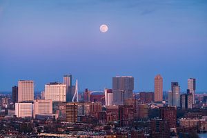 Supermaan Rotterdam Skyline van Vincent Fennis