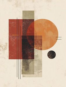 Retro geometriekunst in roest en beige