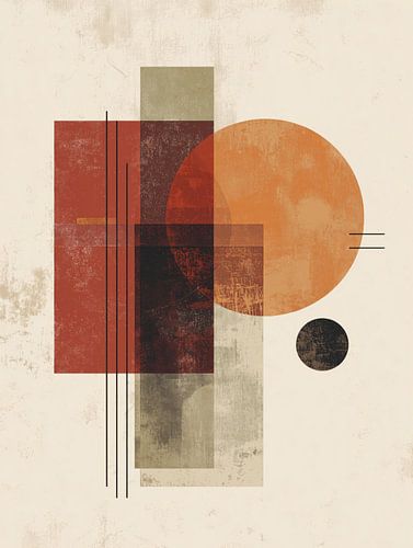 Geometrische Retro-Kunst in Rost und Beige