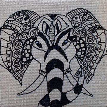 Olifant in Zentagle mini-canvas by Angelique van 't Riet