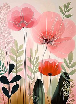 Transparent Beauty of Pink Poppies by Color Square