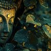 Buddha (Buddha) zwischen Blättern gold-grünes Panorama von TheXclusive Art