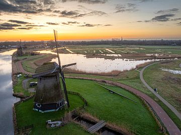 Mill on Hoornsevaart in Alkmaar at sunrise