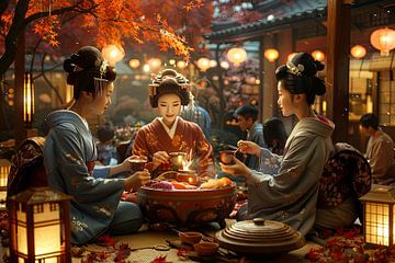 Japanese geisha illustration by Egon Zitter