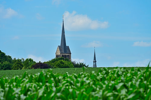 Church above the green field