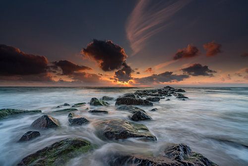 Texel pier strand paal 30 Long Exposure Zonsondergang
