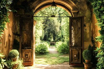 Italiaanse binnentuin in de zomer - geheime tuin van Vlindertuin-Art