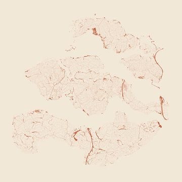 Terracotta style waters of Zeeland by Maps Are Art