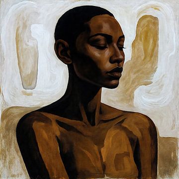 Portrait serein d'une femme noire