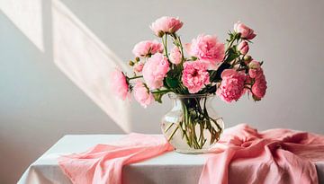 Vase avec fleurs et tissu sur Mustafa Kurnaz