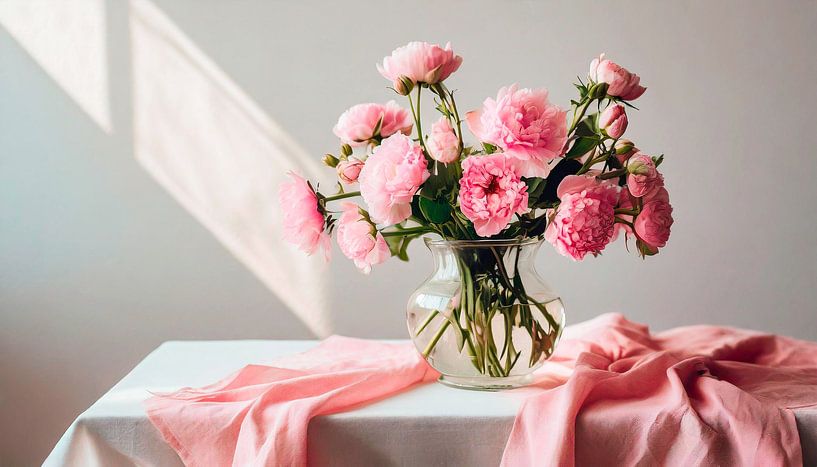 Vase with flowers and fabric by Mustafa Kurnaz